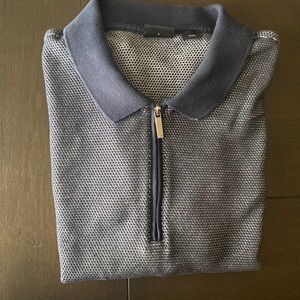 Hugo Boss Mens Navy Blue Patterned Polo